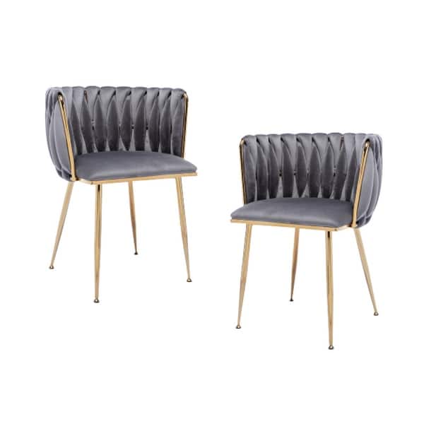 Set of 2 modern dining chairs Grey kitchen chair Fabric dining seats