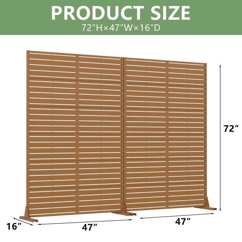Outdoor Privacy Screen with Stand for Patio Garden Metal Fence Set of 2