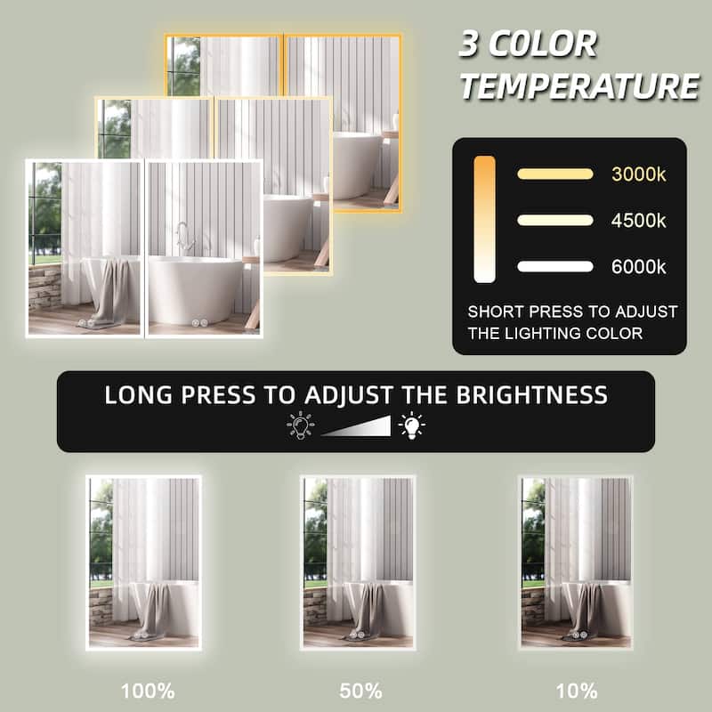 40'' W 30'' H Recessed Frameless Medicine Cabinet Mirror 6 Adjustable