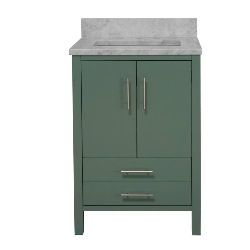 KitchenBathCollection California 24" Bathroom Vanity with Carrara Marble Top