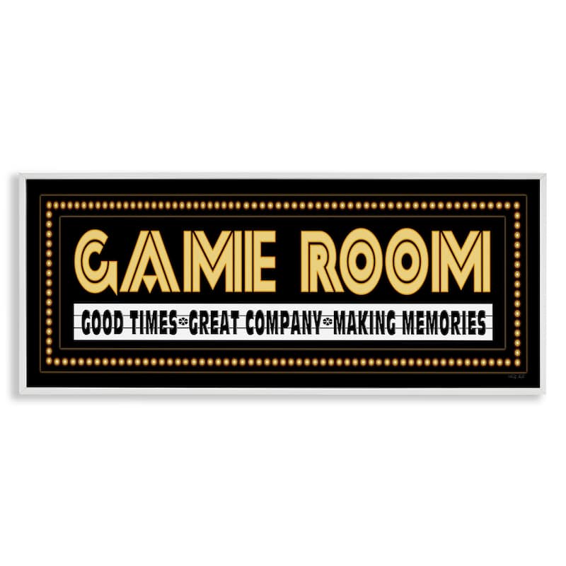 Stupell Arcade Game Room Quote Vintage Style Sign Framed Wall Art - Yellow