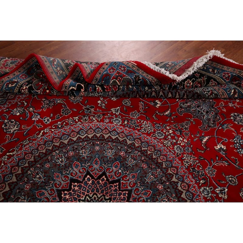 Traditional Red Floral Kashan Turkish Rug Machine-Made Carpet - 9'7" x 12'9"