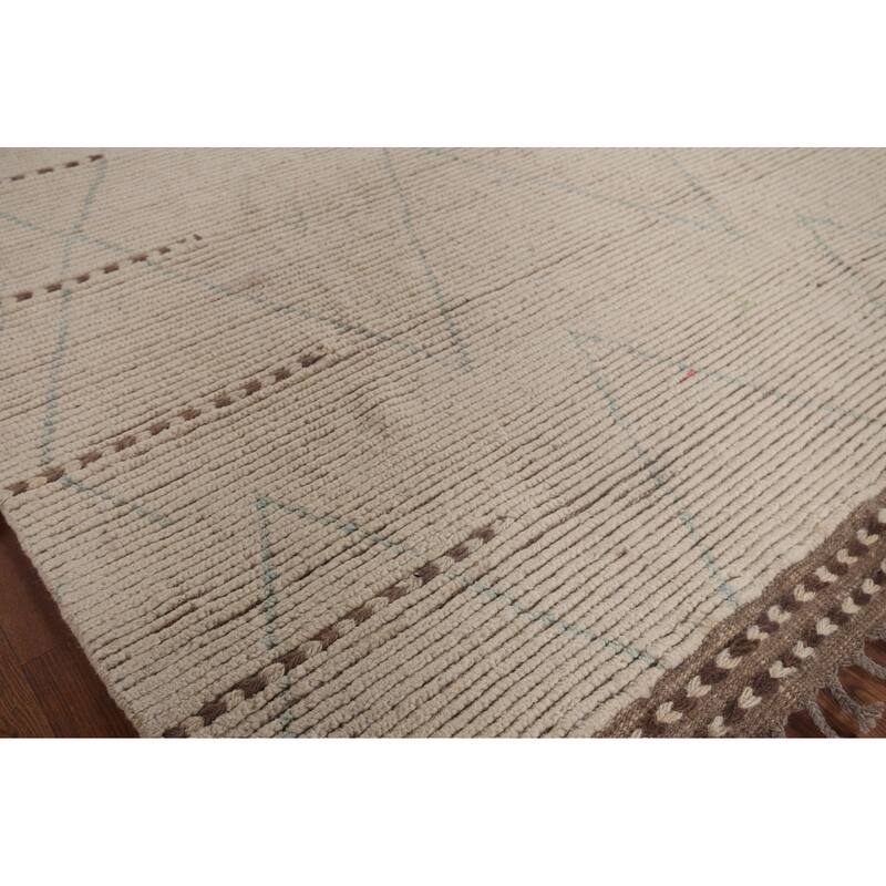 Earth Tone Moroccan Oriental Area Rug Handmade Trellis Wool Carpet - 7'6"x 10'8"