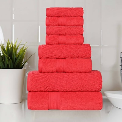 Superior Chevron Zero Twist Solid and Jacquard Cotton 8 Piece Towel Set
