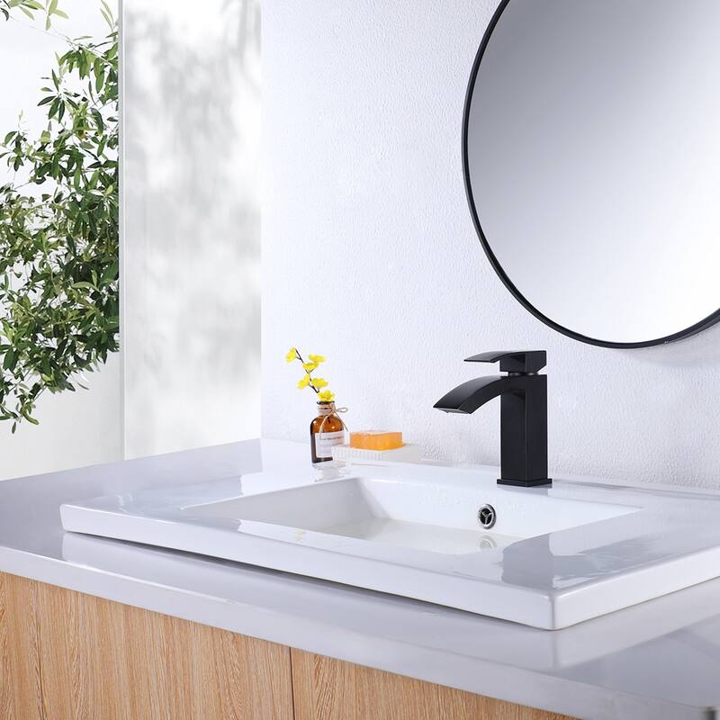 6.54"H Solid Brass Single Handle Single Hole Bathroom Waterfall Faucet