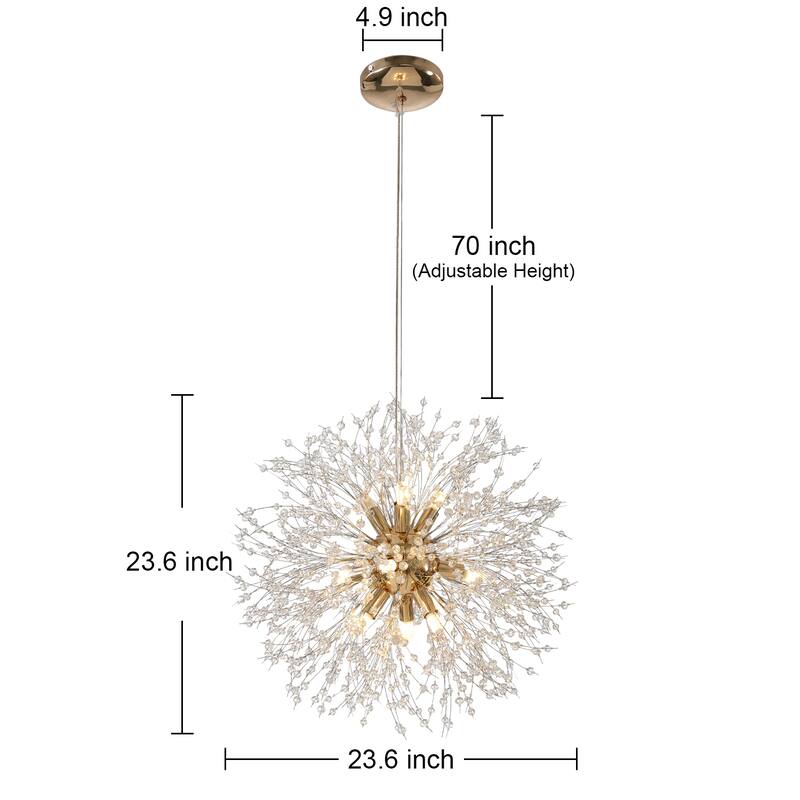 9 - Light Modern Metal Sputnik Pendant with Crystal Chandelier