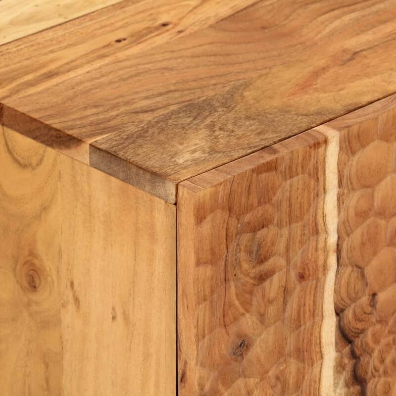 vidaXL TV Cabinet Natural Wood Solid Acacia wood, Engineered wood, Iron - 13.0 x 31.5 x 18.1 in