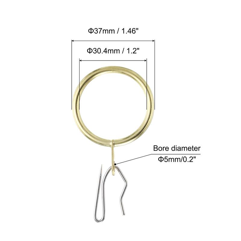 28pcs Metal Curtain Hook Rings with Pin-on Hooks - Gold - 1.2-Inch