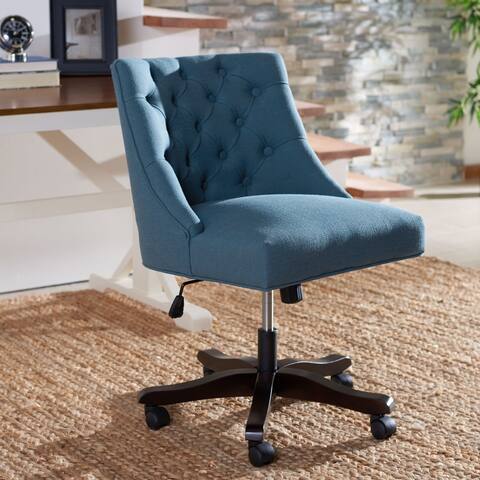 SAFAVIEH Soho Tufted Linen Swivel Desk Chair - 25.2" x 27.2" x 33.9"