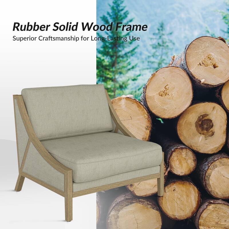 Kim Farmhouse Armchair with Solid Wood Legs
