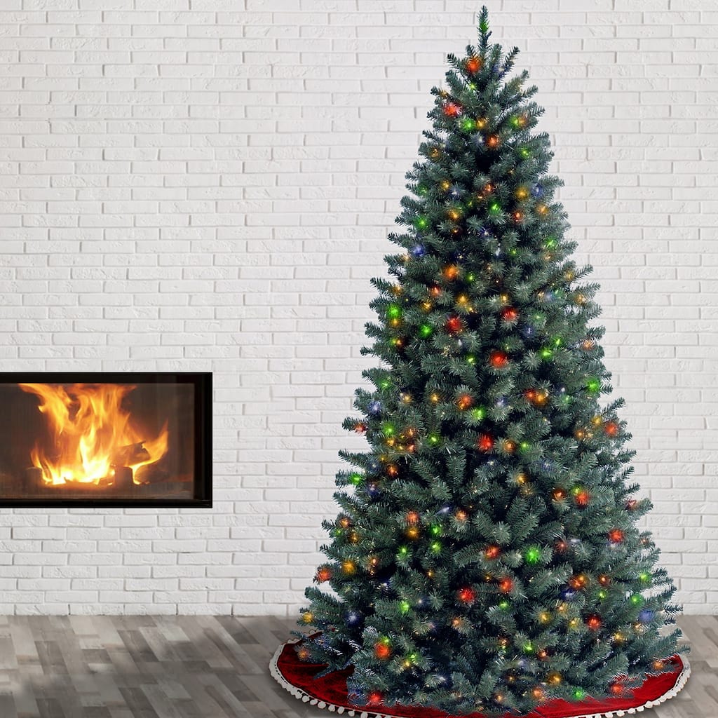 National Tree Company 7.5 ft. North Valley Artificial Blue Spruce Tree With Multicolor Lights - 7.5 Foot