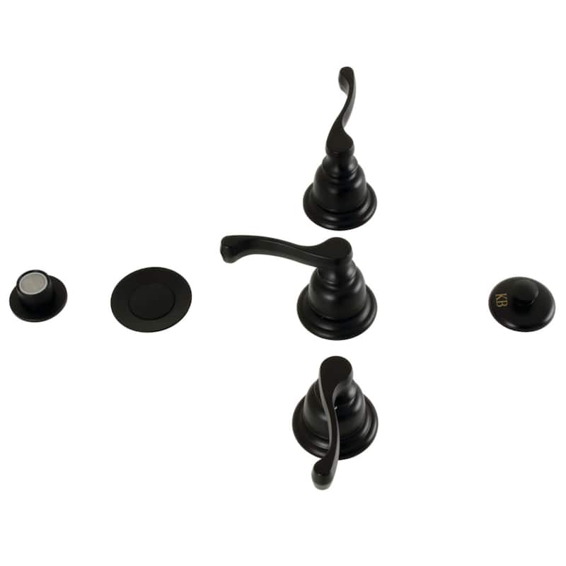 Kingston Brass 1.5 GPM Widespread Bidet Faucet with 3 Lever Handles - Matte Black
