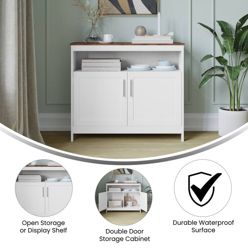 Classic Sideboard and Buffet Cabinet with Open and Closed Storage
