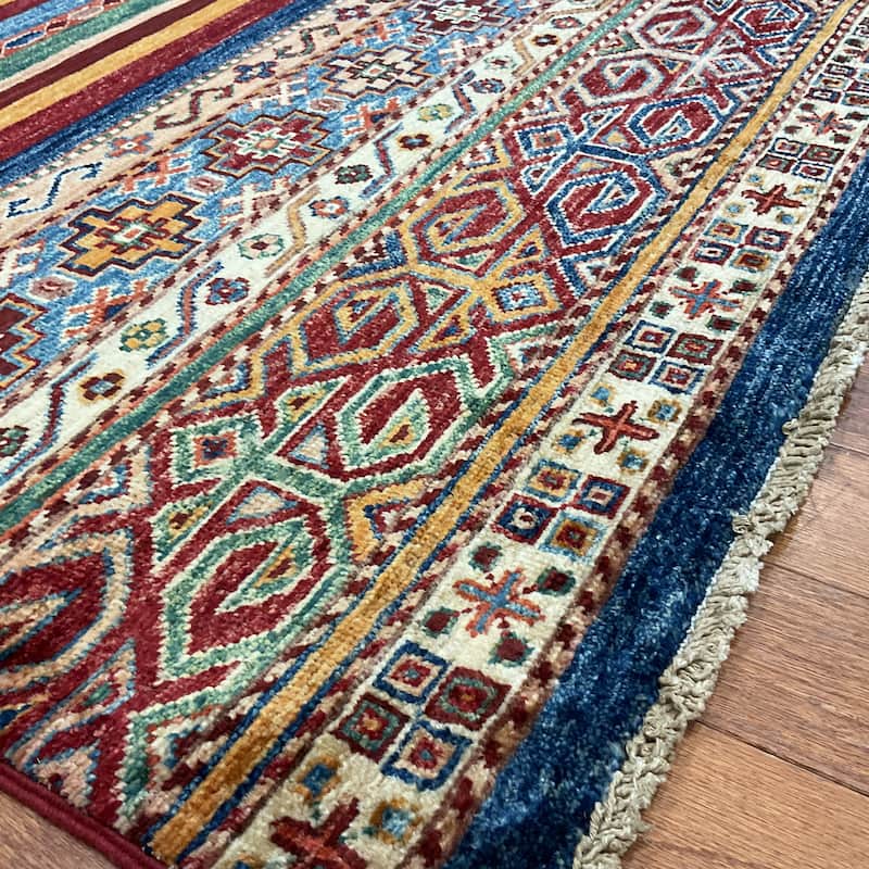 HERAT ORIENTAL Hand-knotted Super Kazak Khorjeen Design Wool Rug - 4'1' x 5'9"