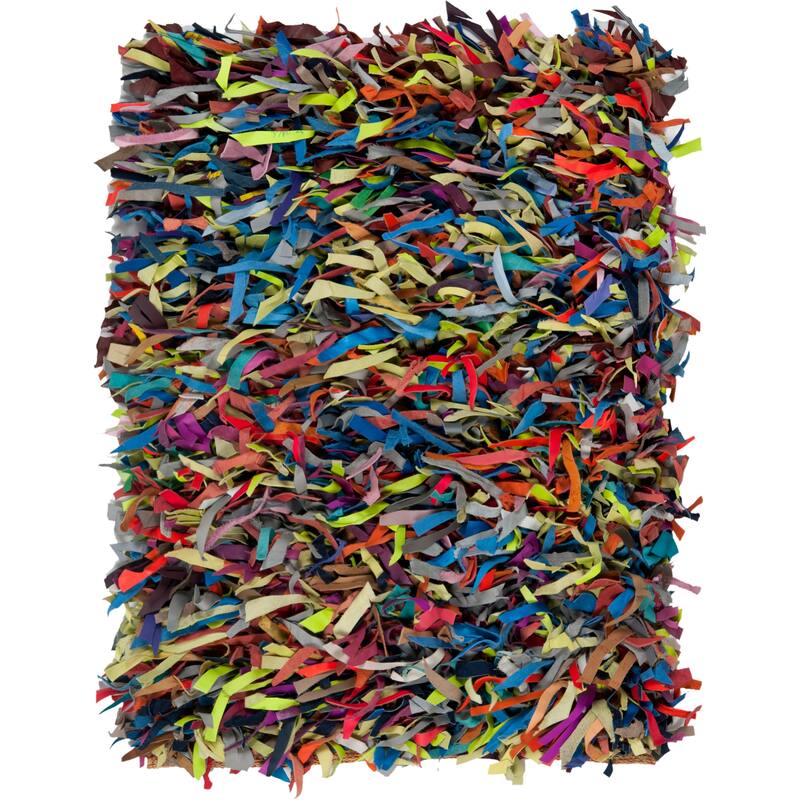 SAFAVIEH Handmade Leather Shag Carlijn Modern Decorative Rug