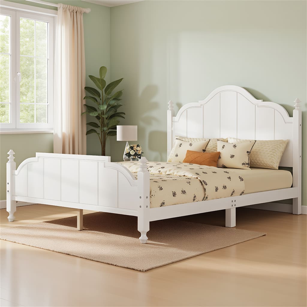 Queen Platform Bed Frame with Vintage Headboard