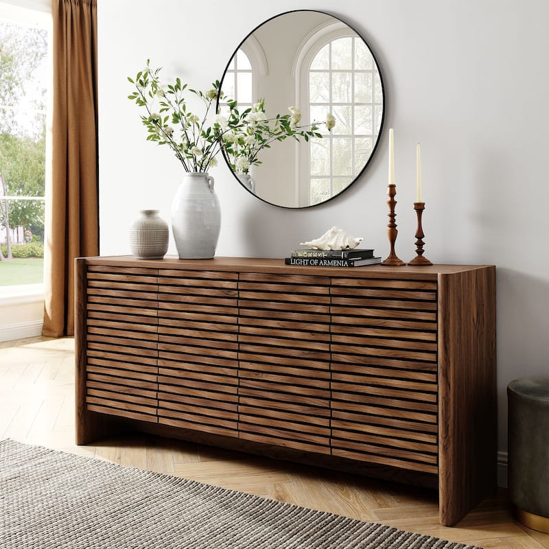 Emric Wave 66" 4-Door Sideboard - Walnut