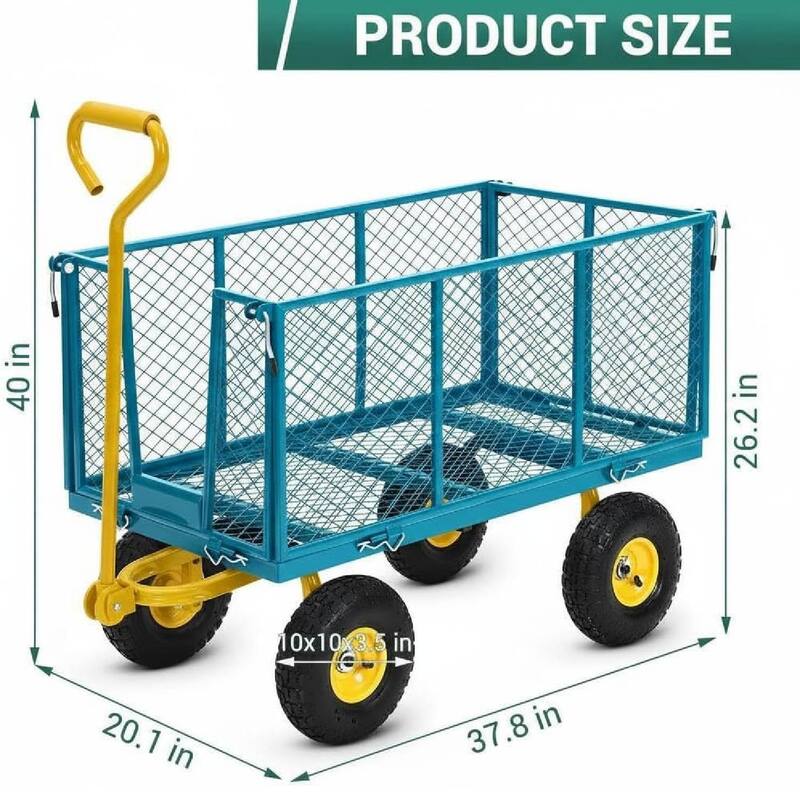 1100 Lbs Capacity Garden Wagon Carts on Wheels for Outdoor, Farm, Yard, Beach