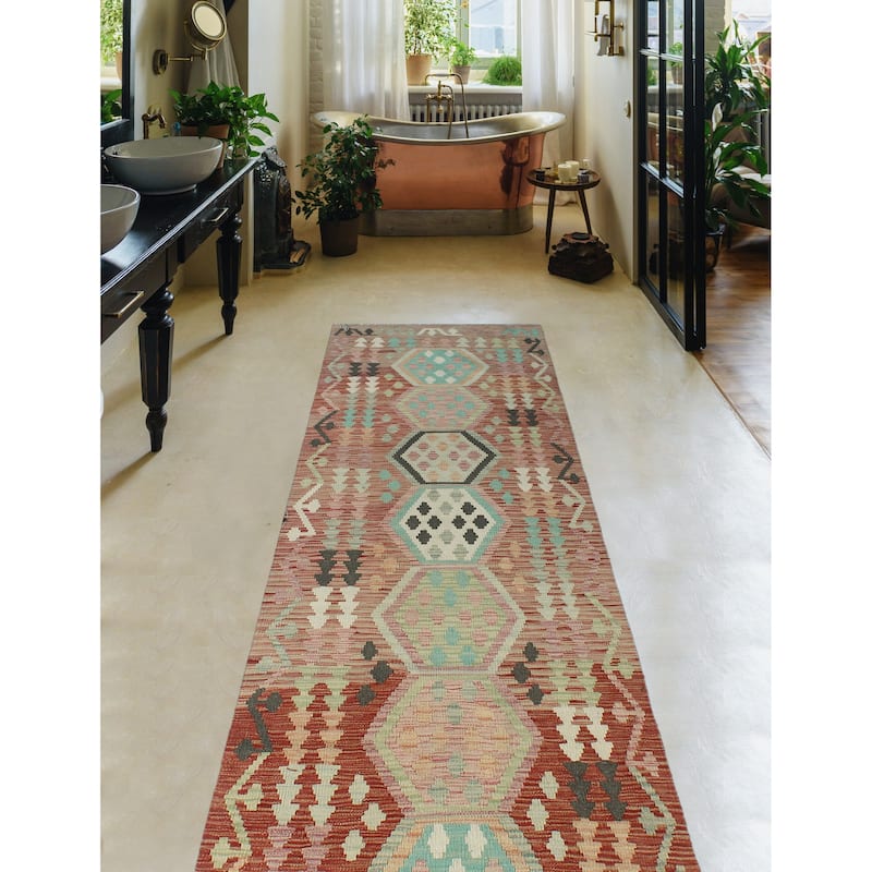 Sun Faded Flatweave Ronna Red/Ivory Runner - 2'9" x 9'7"