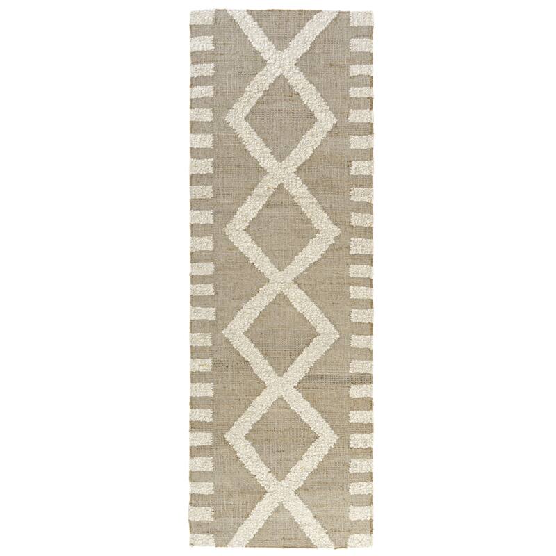 Sevita Natural/Ivory Farmhouse Area Rug - 2'6" x 8'