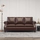 preview thumbnail 2 of 7, Dowd Faux Leather 3 Seater Sofa with Nailhead Trim by Christopher Knight Home