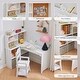 preview thumbnail 5 of 12, Kids Corner Desk and Chair Set – Study Table with Bookshelf, Cloth Drawer, and Bulletin Board, MDF Wood, for Ages 3–8