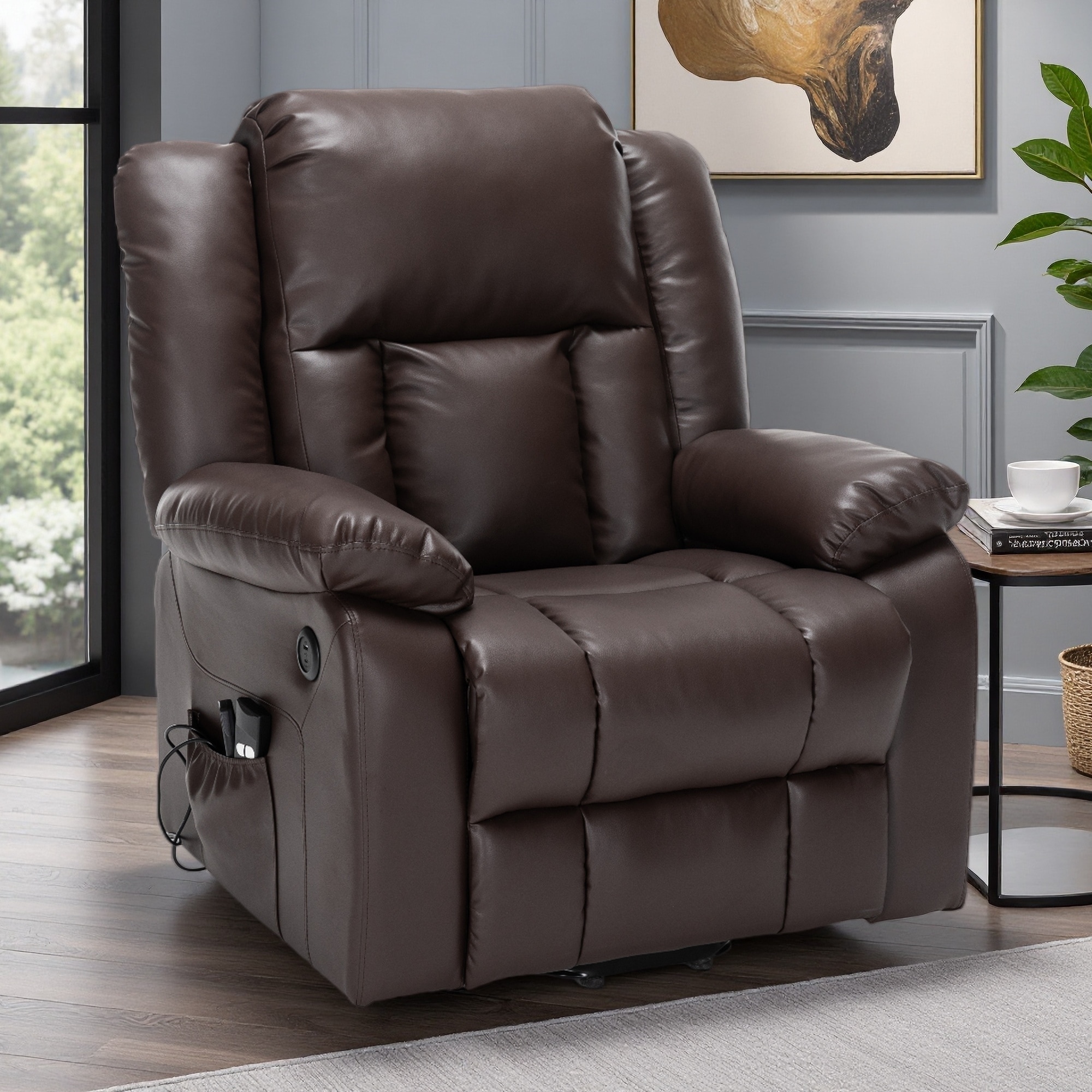 Faux Leather Electric Power Massage Recliner Chair with Heating & USB