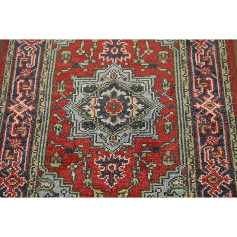 Geometric Heriz Serapi Indian Accent Rug Hand-Knotted Wool Carpet - 3'0"x 4'11"