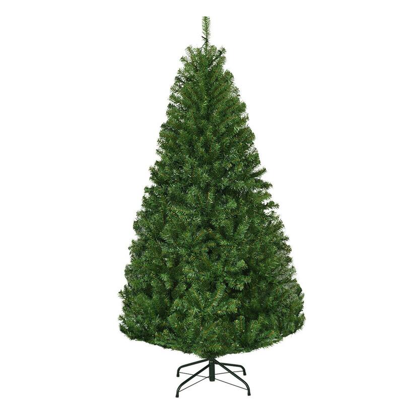 Gymax 5-9FT Pre-Lit Christmas Tree Hinged Artificial Tree w/ Metal