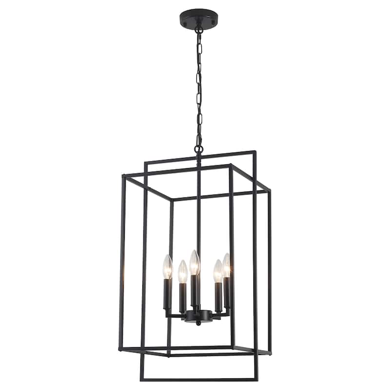 5-Light Candlestick Cage Hanging Linear Chandelier Lighting Island Chandelier for Kitchen Island