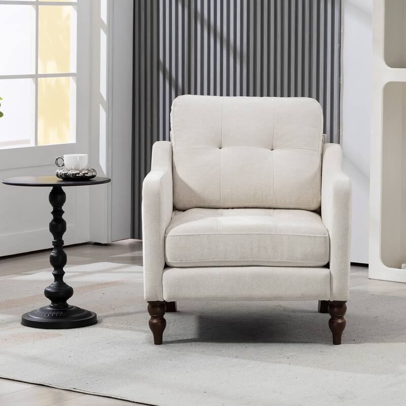 Chenille Accent Armchair, Upholstered Lounge Chair with USB Port, Single Sofa Chair with Wooden Legs & Side Storage