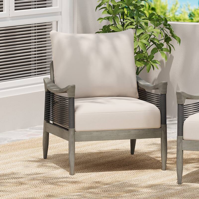 Christopher Knight Home - Riviera Acacia Wood Patio Club Chair with Woven Rope Accents