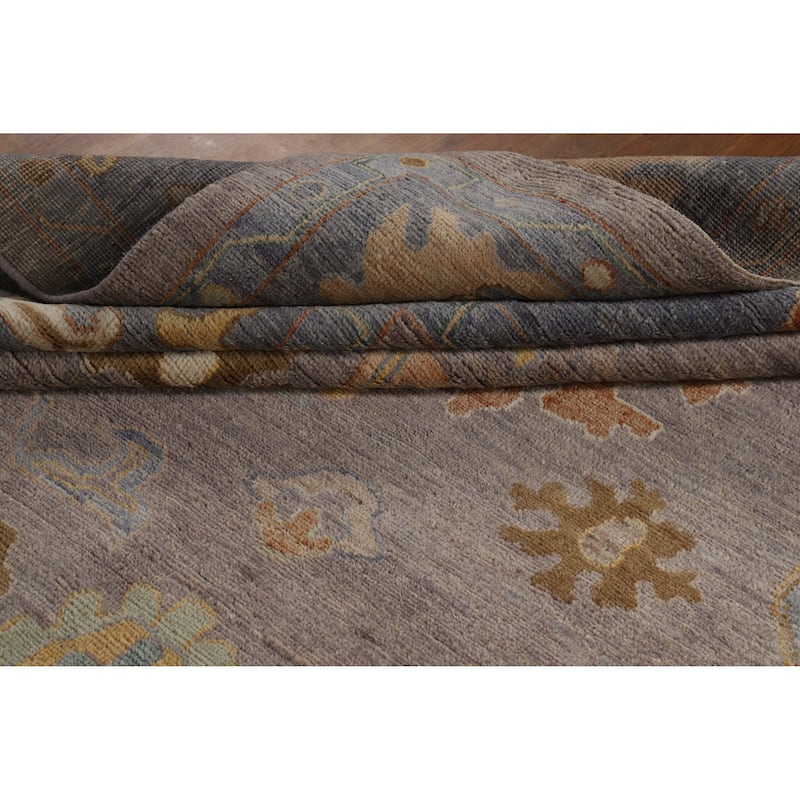 Hand Knotted Oriental 100% Wool Carpet Transitional All-Over Greys & Charcoal Oushak Area Rug - 11' 10'' X 8' 10''