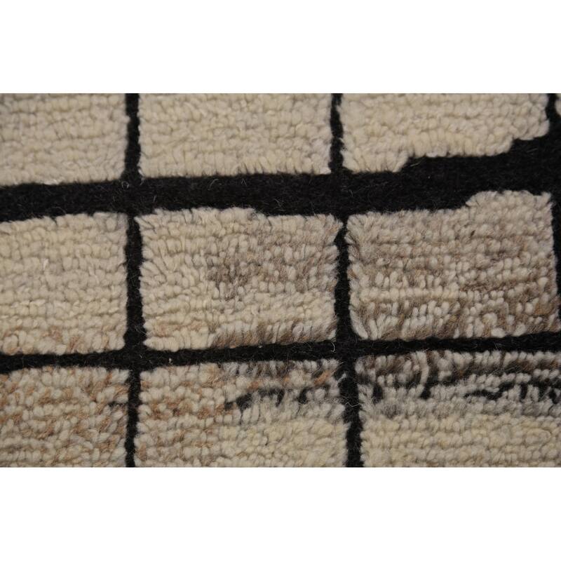All-Over Moroccan Modern Area Rug Handmade Wool Carpet - 5'3" x 8'3"