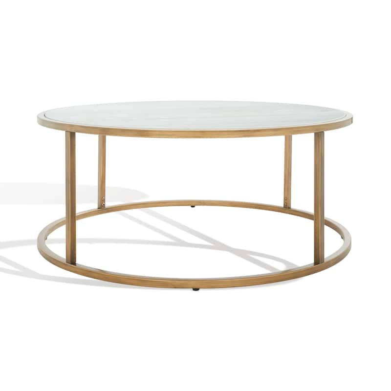SAFAVIEH Couture Vangeliya Round Marble Coffee Table - 36 In W x 36 In D x 15 In H - 36Wx36Dx15H