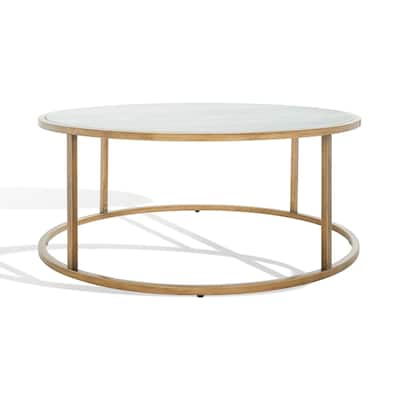 SAFAVIEH Couture Vangeliya Round Marble Coffee Table - 36 In W x 36 In D x 15 In H - 36Wx36Dx15H
