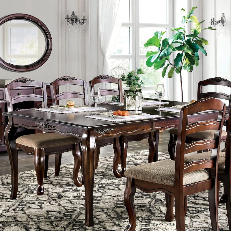 Furniture of America Shak Traditional Dark Walnut 78-inch Dining Table - 78-inch