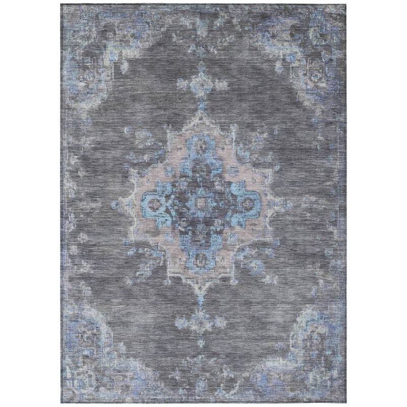 Machine Washable Indoor/ Outdoor Traditional Tabriz Chantille Rug
