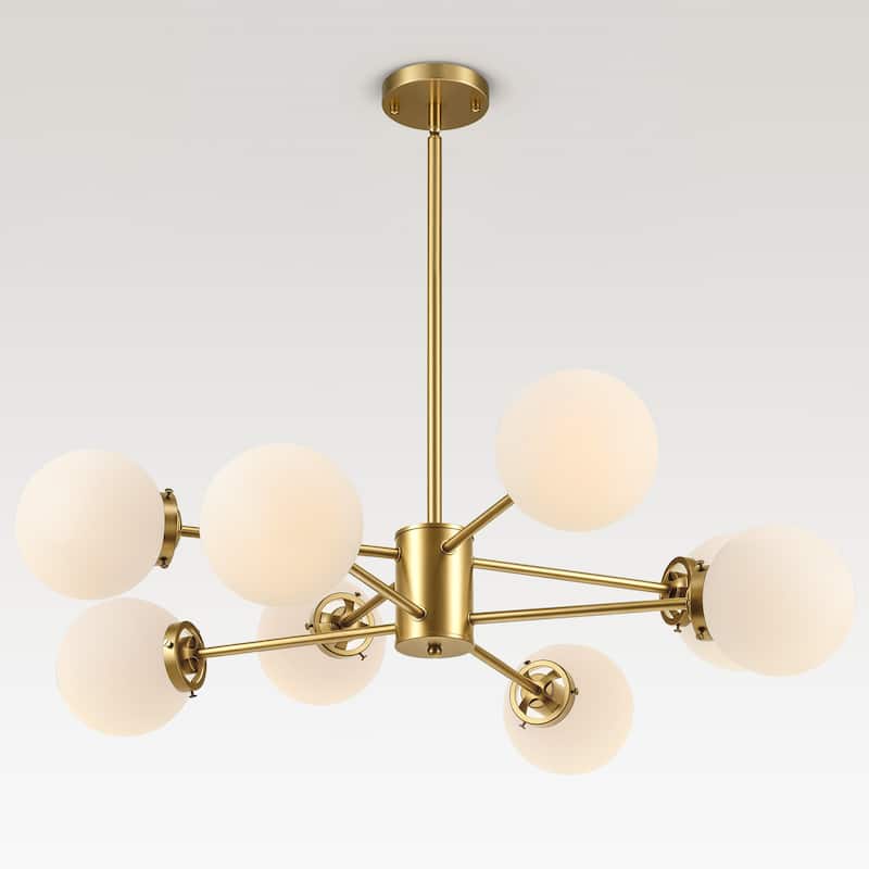 CO-Z Dimmable Modern Linear Sputnik Pendant Chandelier with Frosted Glass Globe Shades (6/8/12 - Light)