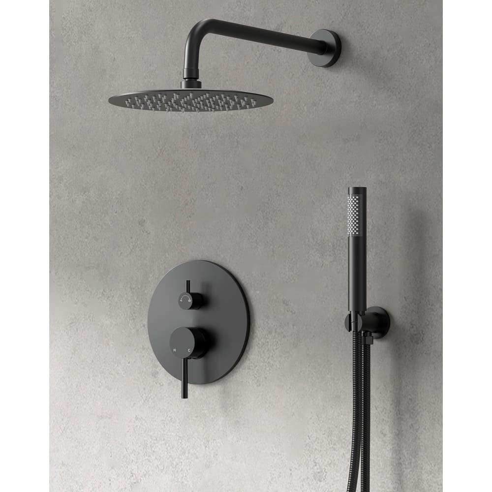 GRANDJOY Wall Mounted Shower System 10" Rainfall Shower Head with Handheld Spray