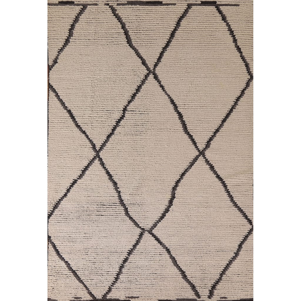 Moroccan Area Rug Handmade Wool Carpet - 6'1"x 8'9"