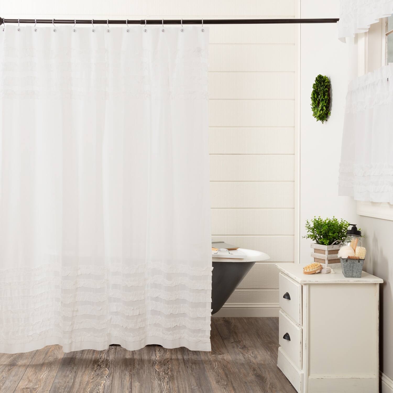 White Ruffled Sheer Petticoat Shower Curtain 72x72 - On Sale - Bed Bath ...