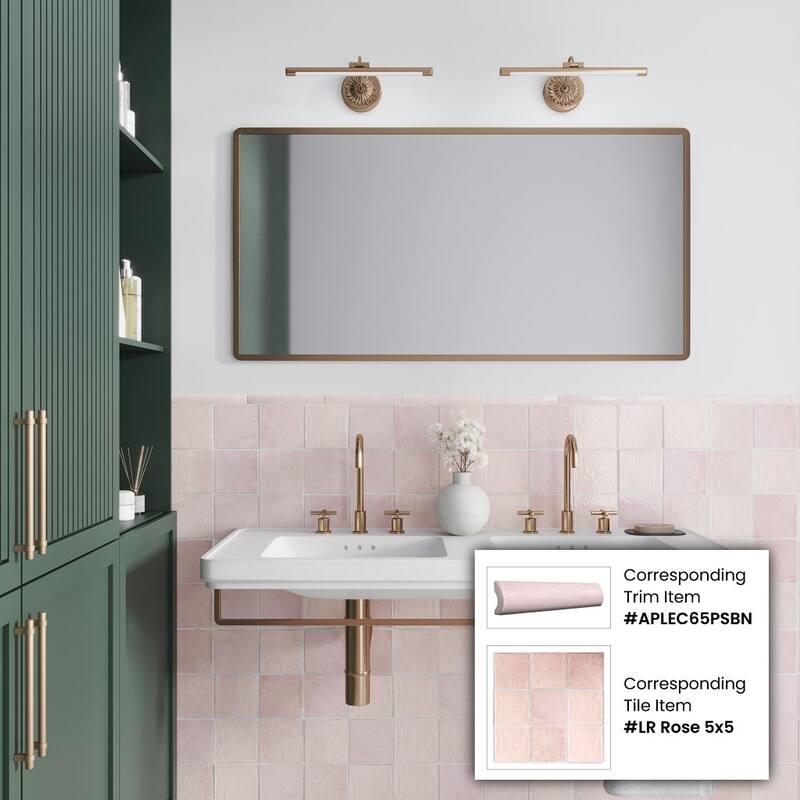Apollo tile 1" x 8" Chateau Glossy Light Pink Ceramic Tile (0.56 sq ft/case) - 10 Pack