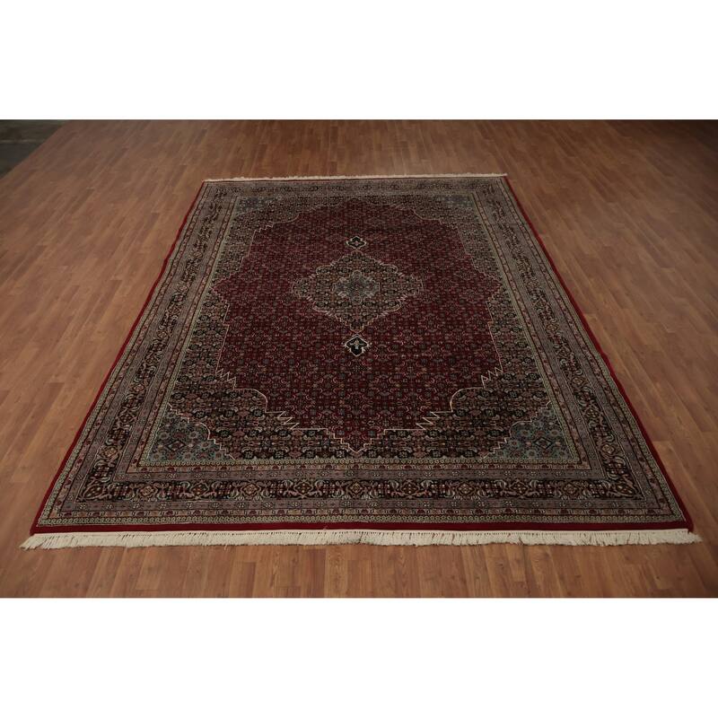 Hand Knotted Oriental 100% Wool Carpet Traditional Medallion Red Bidjar Area Rug - 11' 5'' X 8' 4''