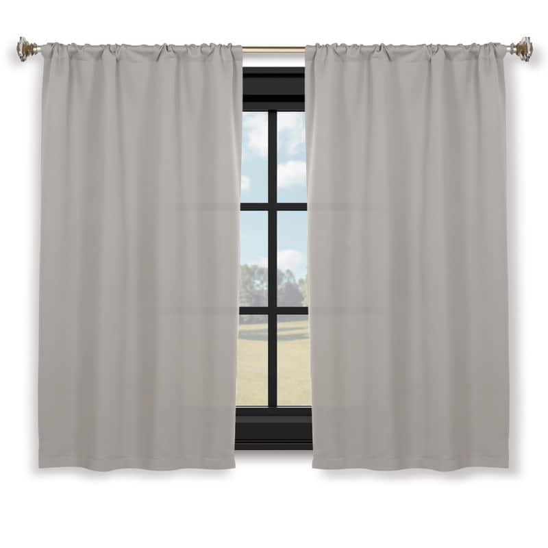 Superior Solid Machine Washable Room Darkening Semi-Blackout Curtains, Set of 2 - 30" X 45" - Chrome
