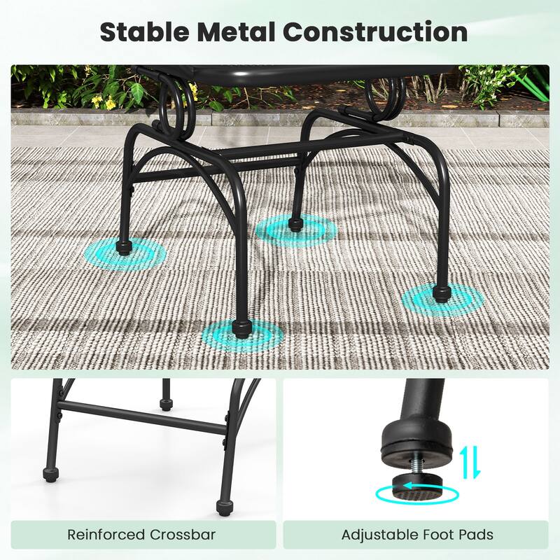 Gymax Patio Rocking Chairs Set of 4 w/ Metal Mesh Backrest & Seat