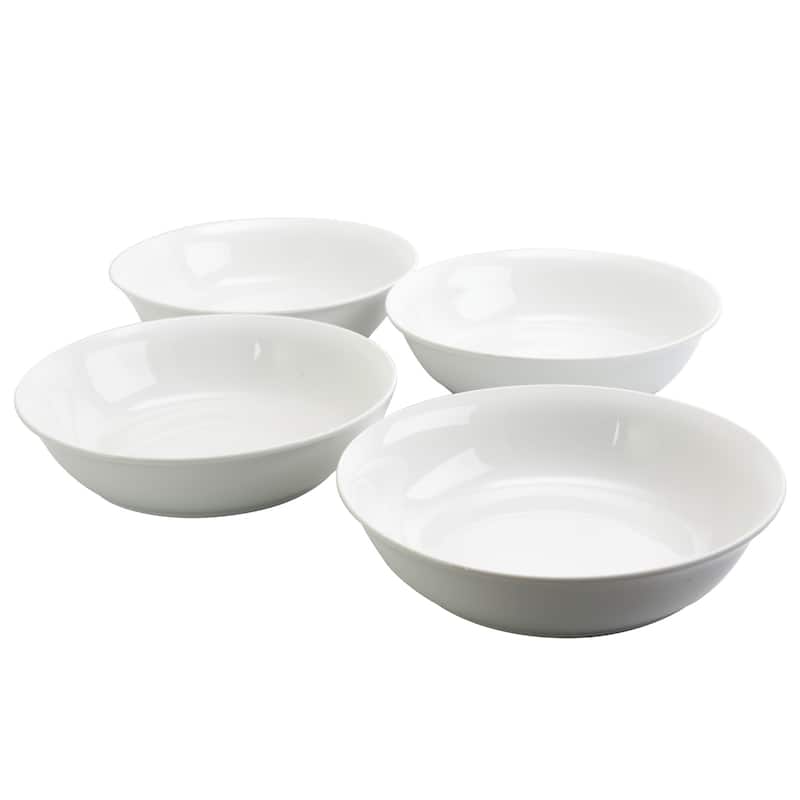 4 Piece 8.75 Inch Stoneware Large Pasta Bowls in White