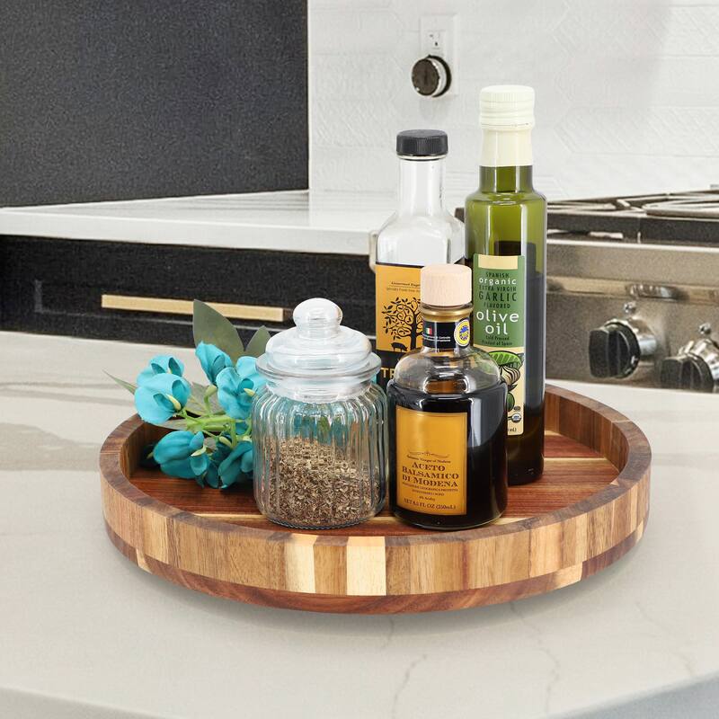 MegaChef 13 Inch Acacia Wood Lazy Susan Tray