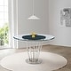 preview thumbnail 2 of 28, Veronica 48 inch Glass and Walnut Wood Round Dining Table with Metal Base Silver