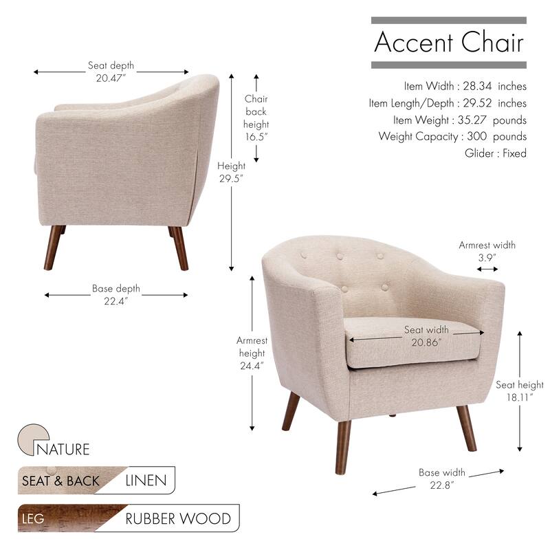 Carson Carrington Junsele Linen Upholstery Club Accent Chair
